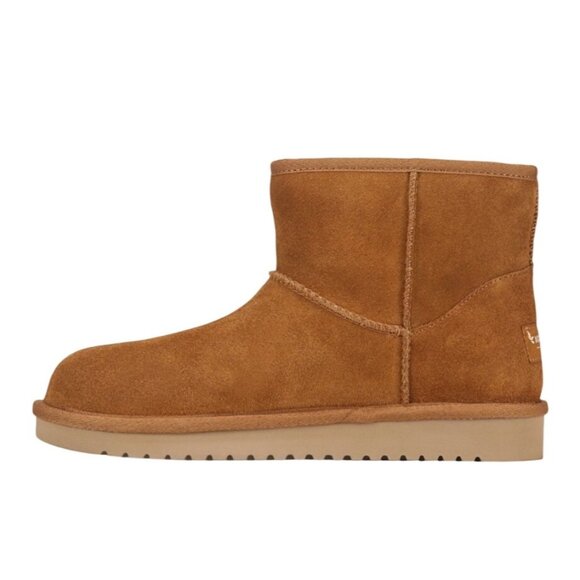 Koolaburra by UGG Victoria Mini Boots in Chestnut Suede Faux Fur Poms Size 7 New - Picture 4 of 11